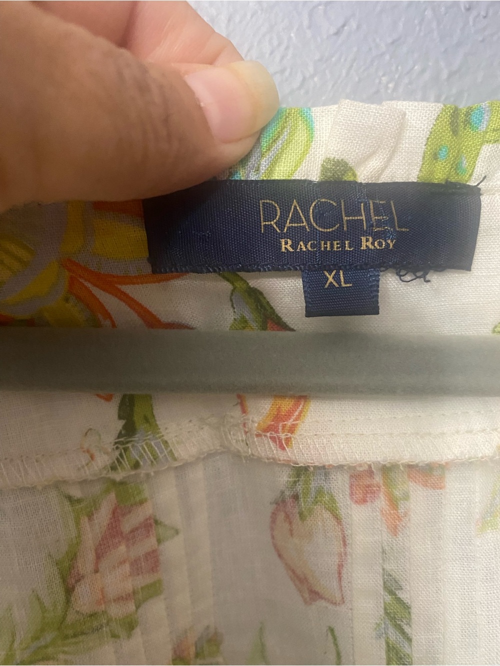 RACHEL Rachel Roy Floral Button-Front Peasant Blouse boho summer linen blend - Picture 6 of 8